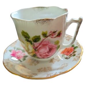 Vtg 50s Royal Stuart Spencer Stevenson Tea Cup Saucer English Bone China Rose